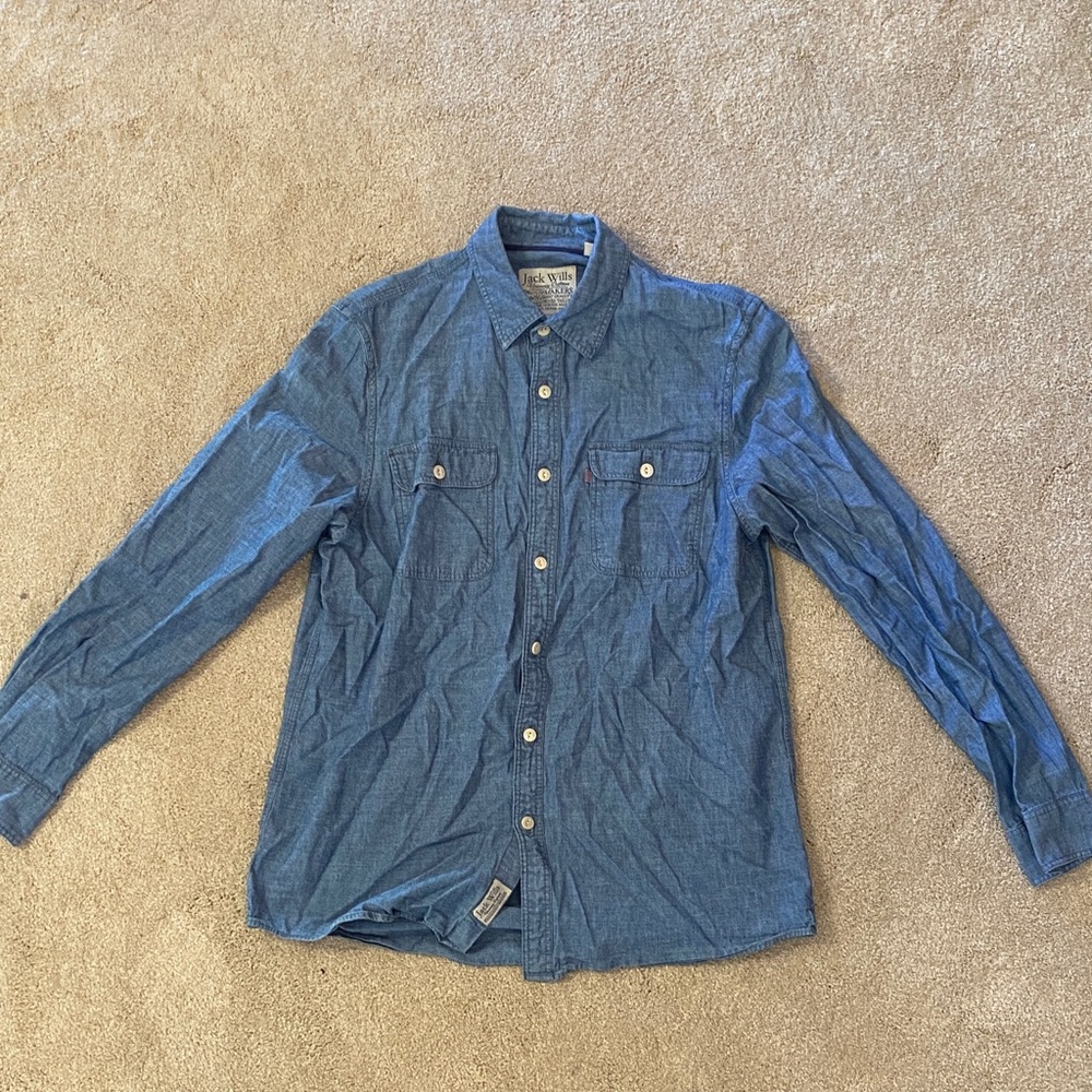 Jack Wills Casual Blue Chambray Button Down Shirt
